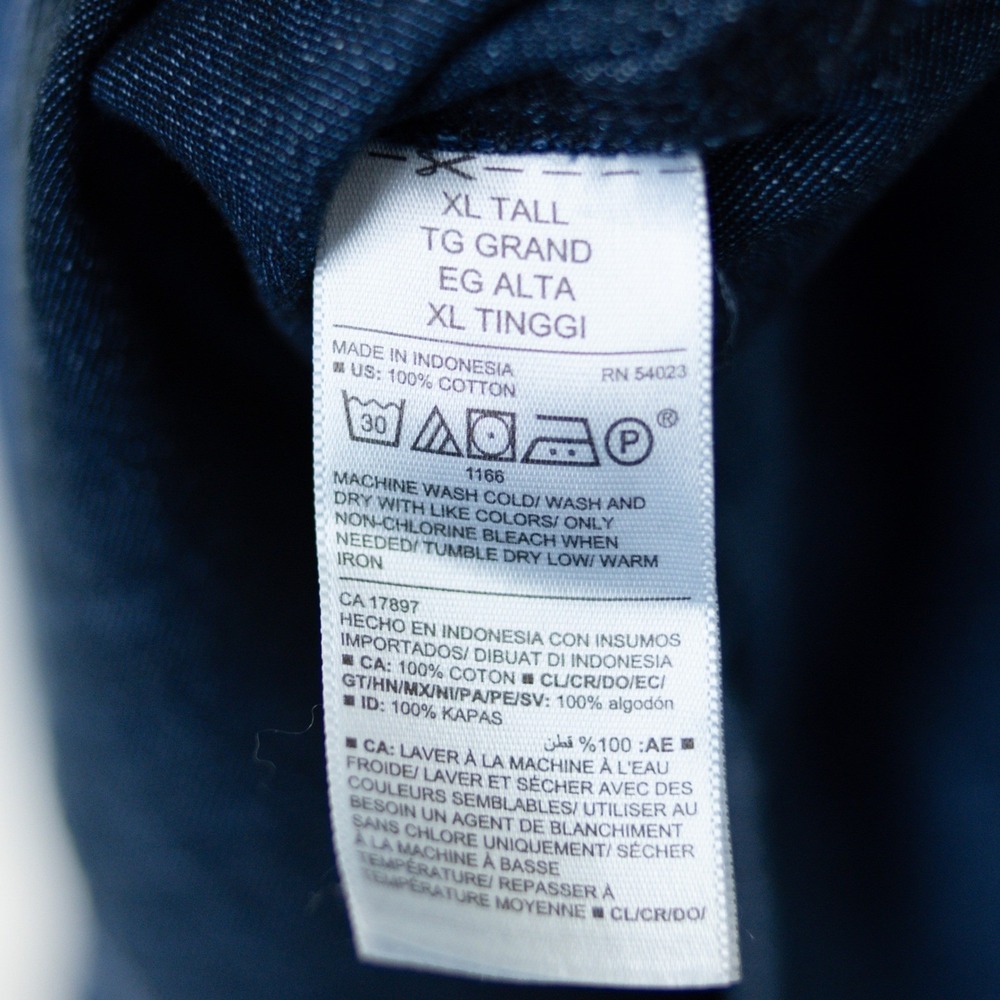 Old Navy 100% Cotton Denim The Classic Shirt Women XL TALL Dark Wash Blue Jean - Picture 7 of 8
